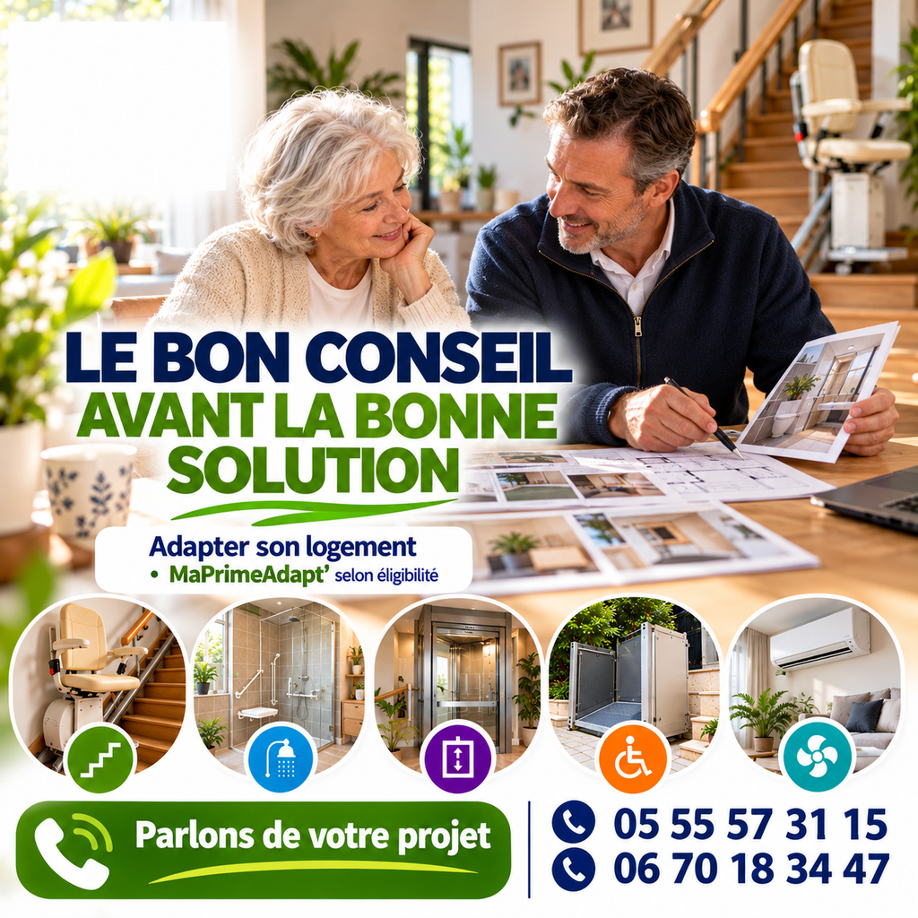 ISA Autonomie vous conseille pour adapter votre logement et vous informe sur MaPrimeAdapt’, sous réserve d’éligibilité, pour préserver votre autonomie.